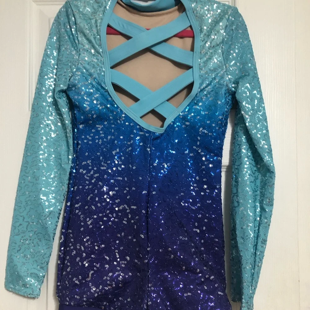 Weissman‎ blue ombré sequins costume dance recital girls size medium child